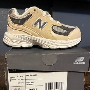 New Balance Kids Beige and Gray Sneakers